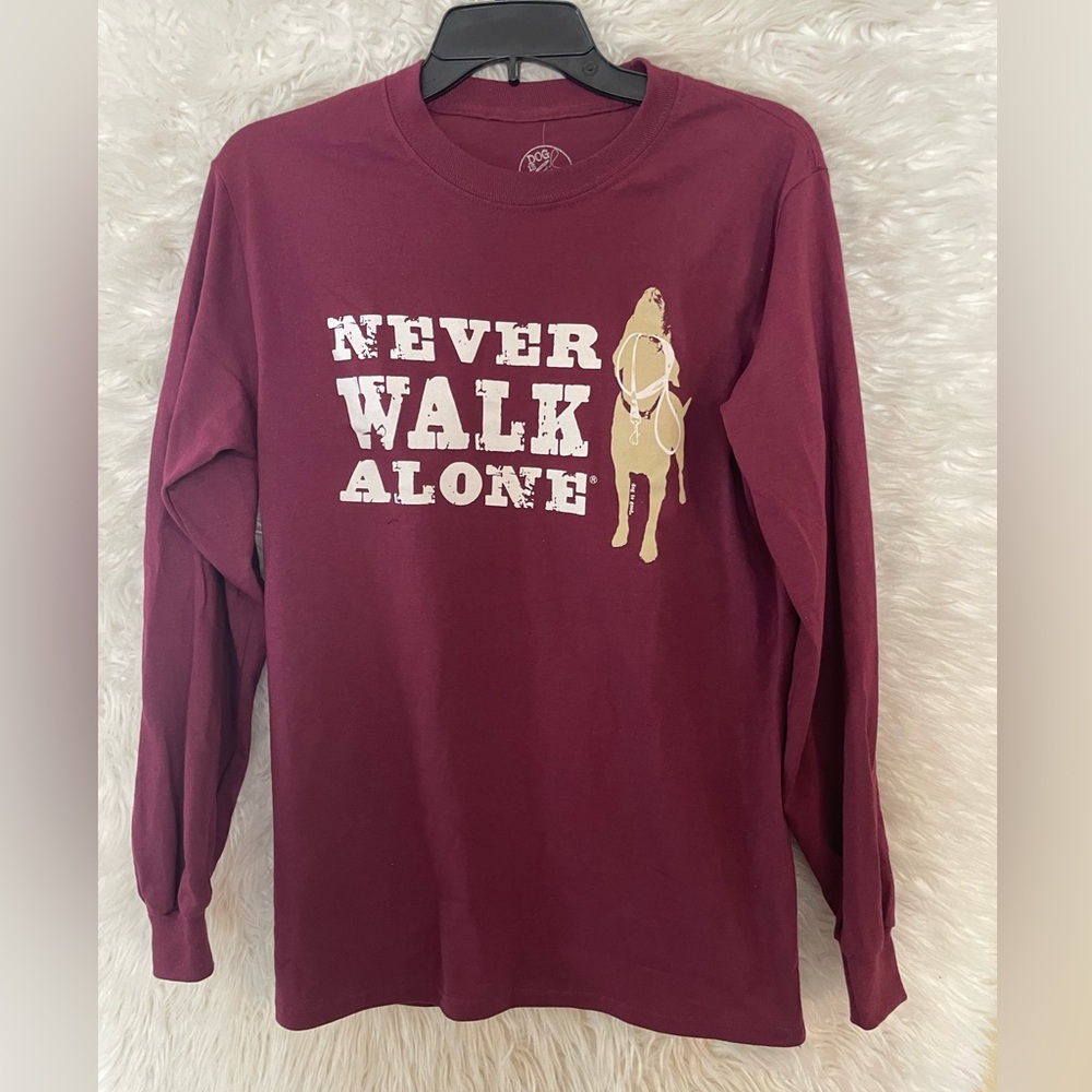 Dog Is Good NWT “Never Walk Alone” Unisex Long Sleeve T-Shirt. Size Small